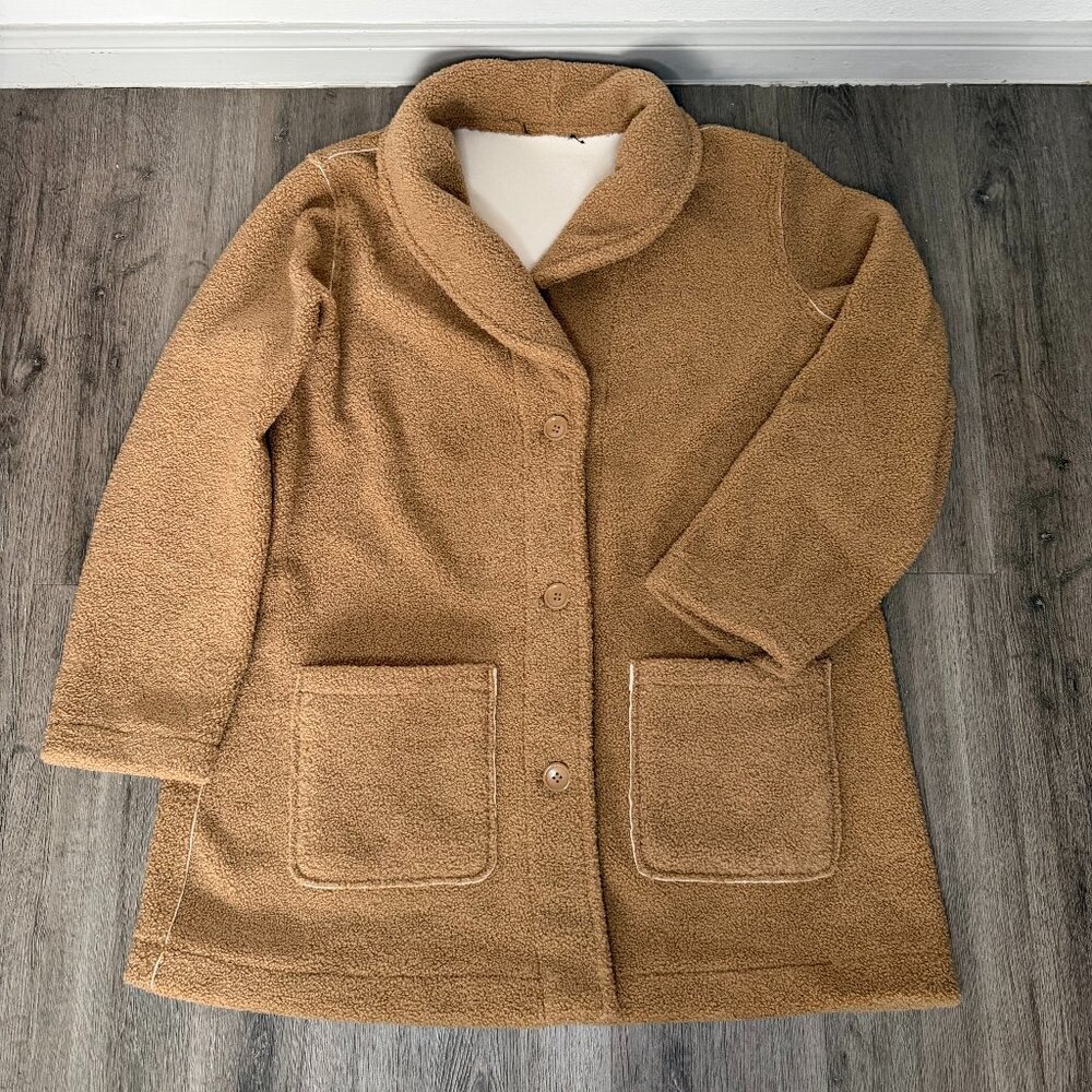 Susan Graver Weekend Reversible Sherpa Coat Jacket Women’s Size L